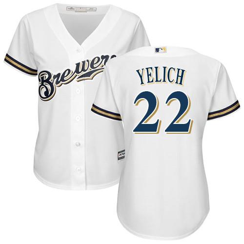 Womens Milwaukee Brewers Christian Yelich Cool Base Replica Jersey White