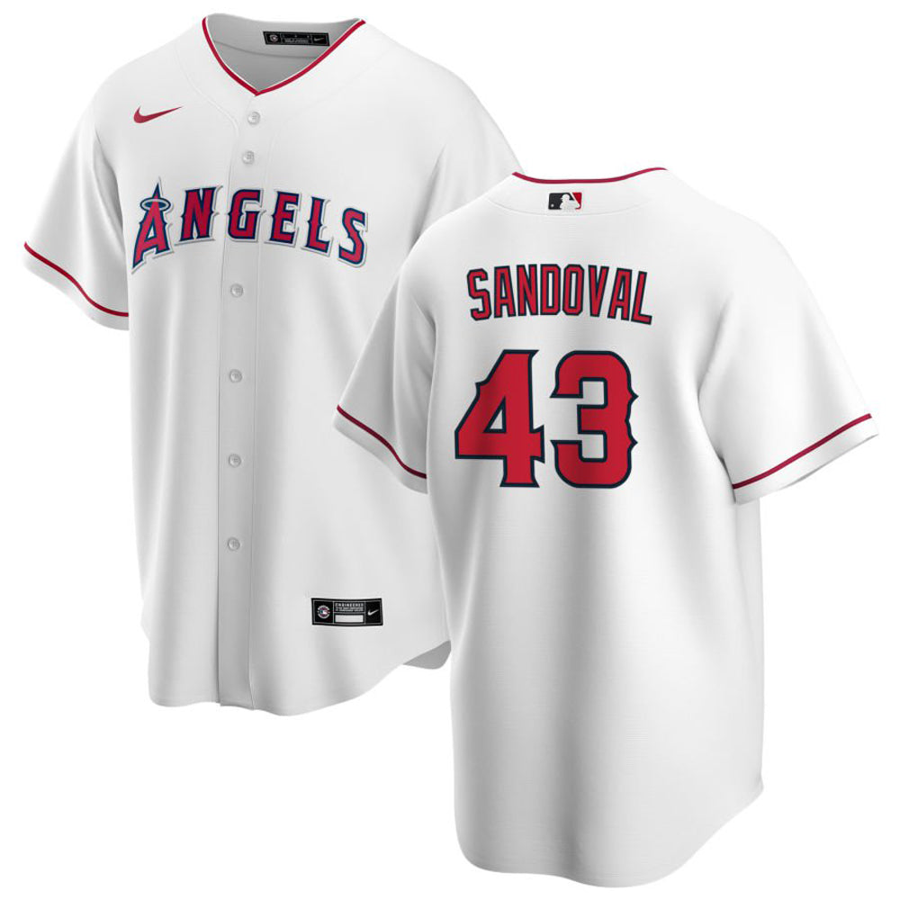 Men's Los Angeles Angels Patrick Sandoval Cool Base Replica Home Jersey - White