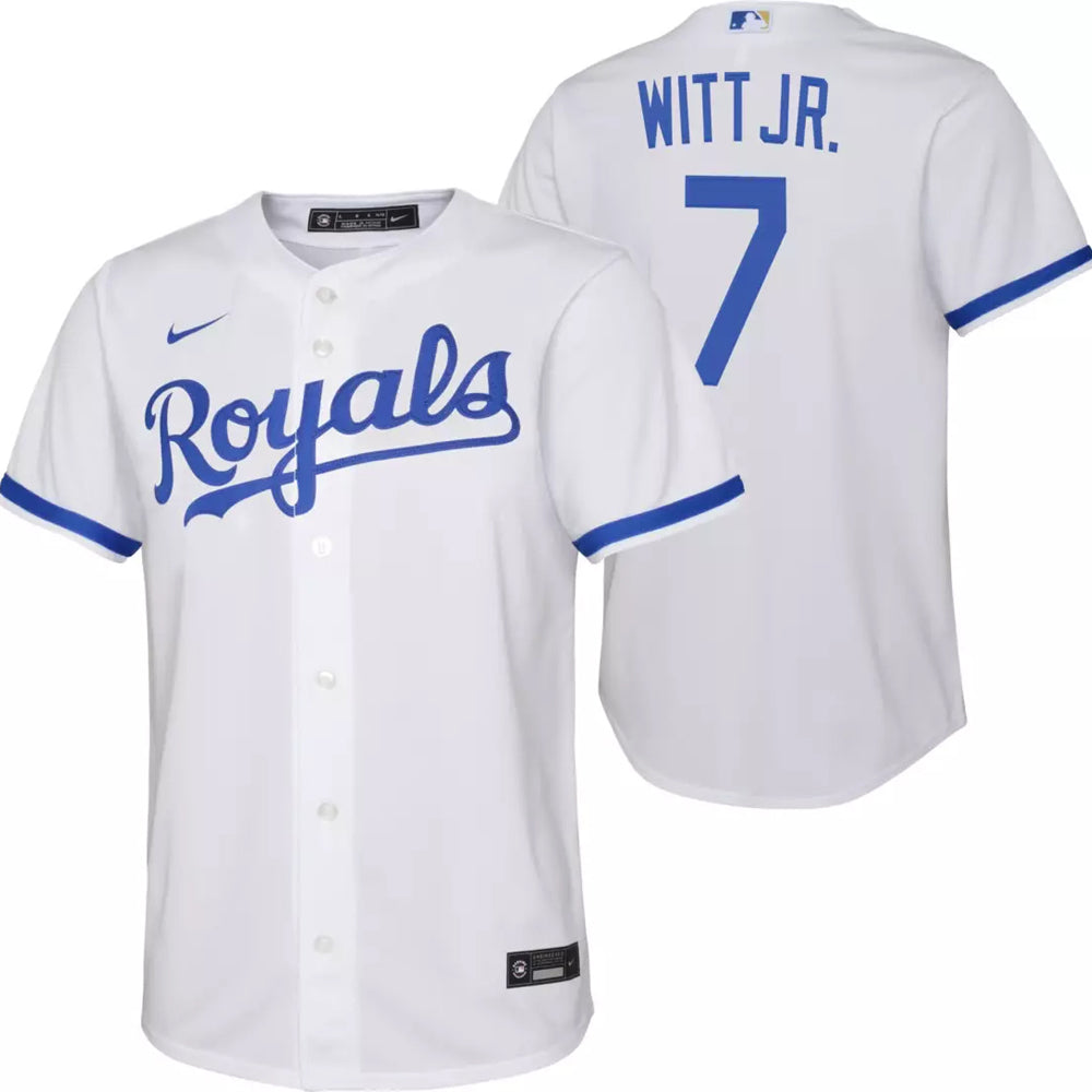 Youth Kansas City Royals Bobby Witt Cool Base Replica Home Jersey - White